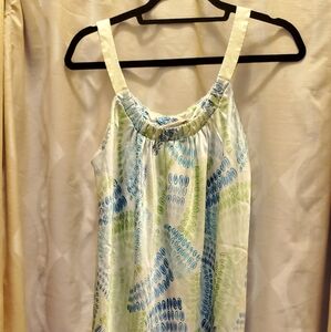 Oscar de la Renta Blue and Green Patterned Nightdress